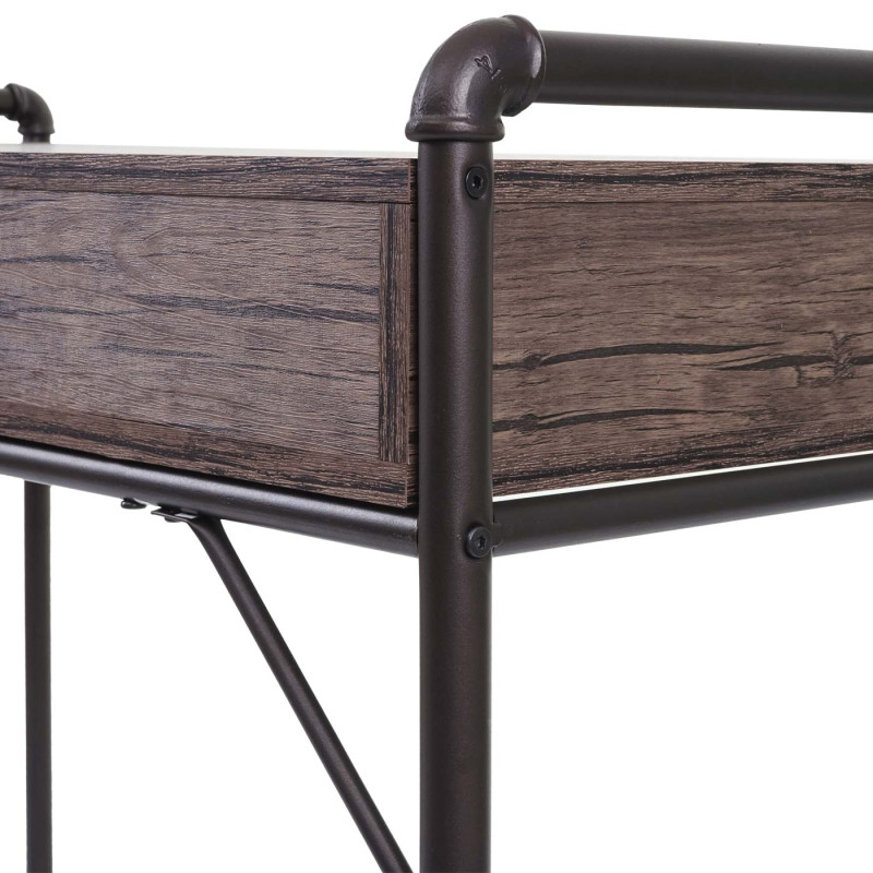 Bureau table pour ordinateur, design industriel 75x120x60cm structure 3D -aspect chêne sauvage marron