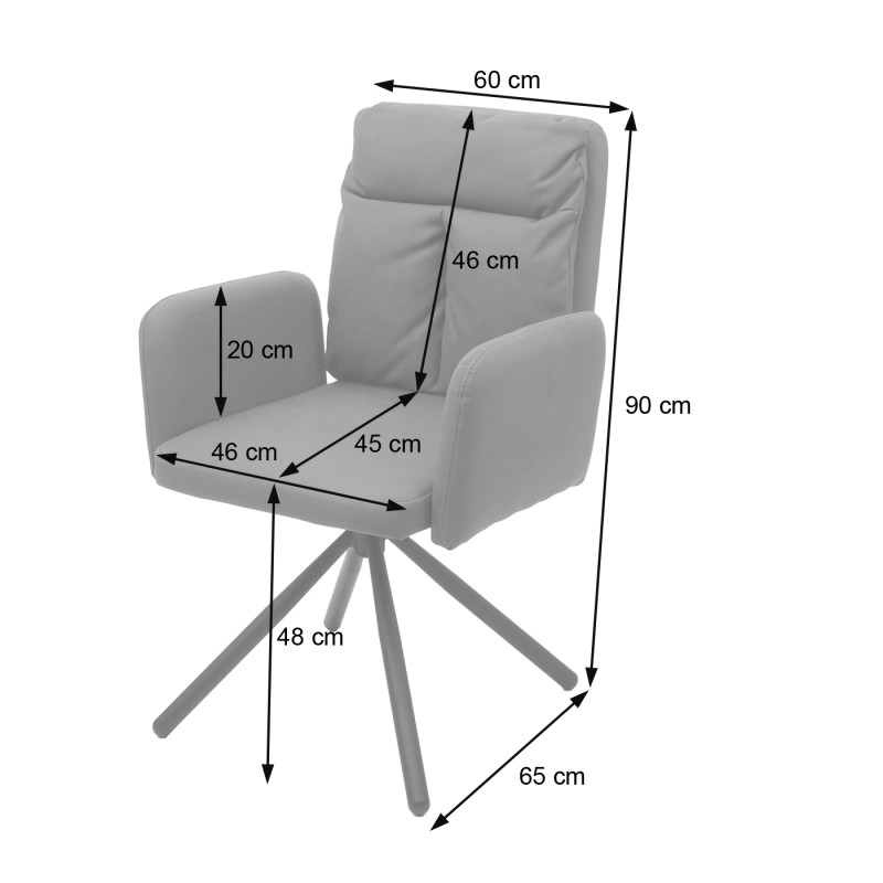 Chaise de salle à manger , pivotante, auto-position, tissu - gris avec accoudoirs