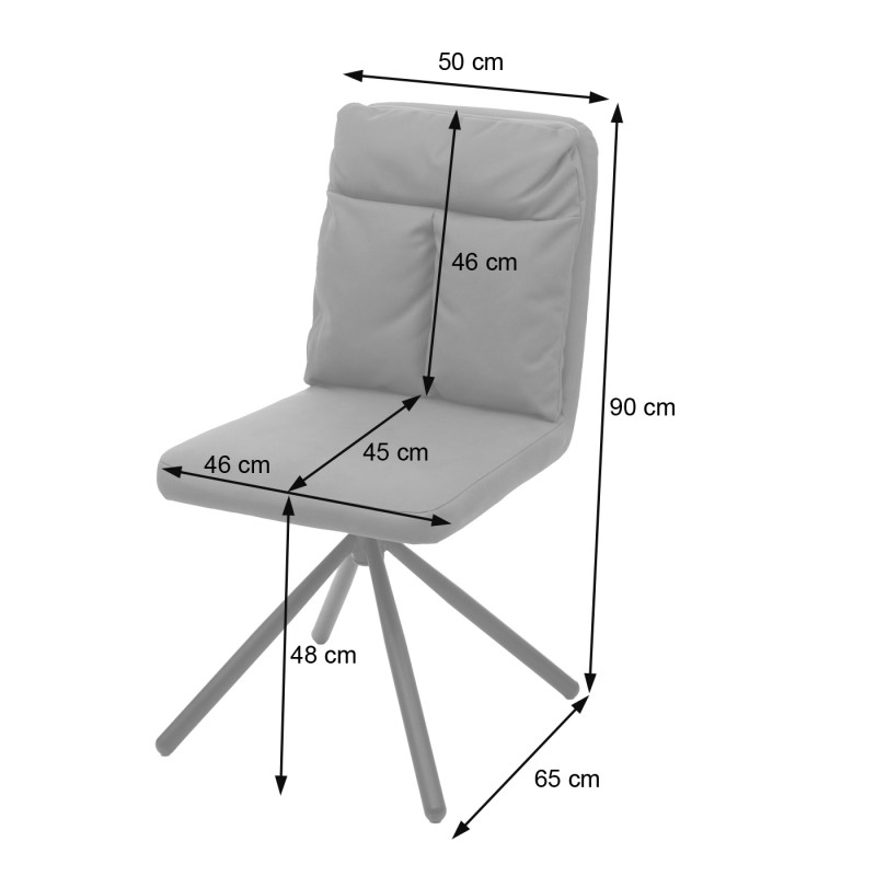 Chaise de salle à manger , pivotante, auto-position, tissu - gris