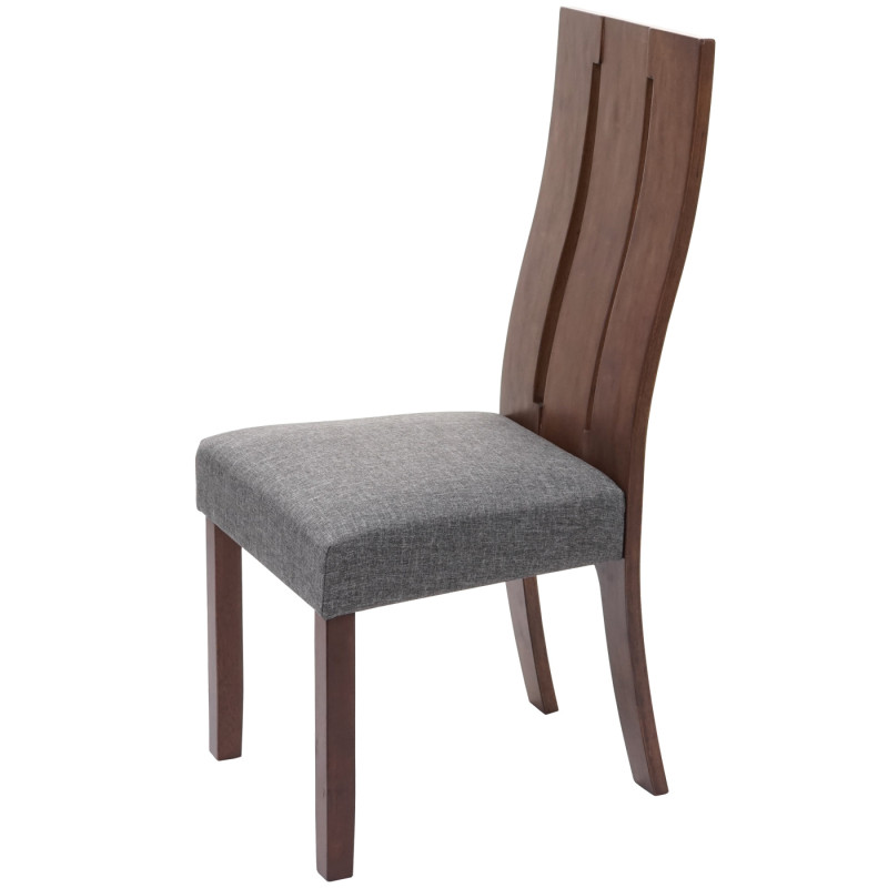 6x chaise de salle à manger chaise pour la cuisine, tissu, en bois massif - cadre foncé, gris