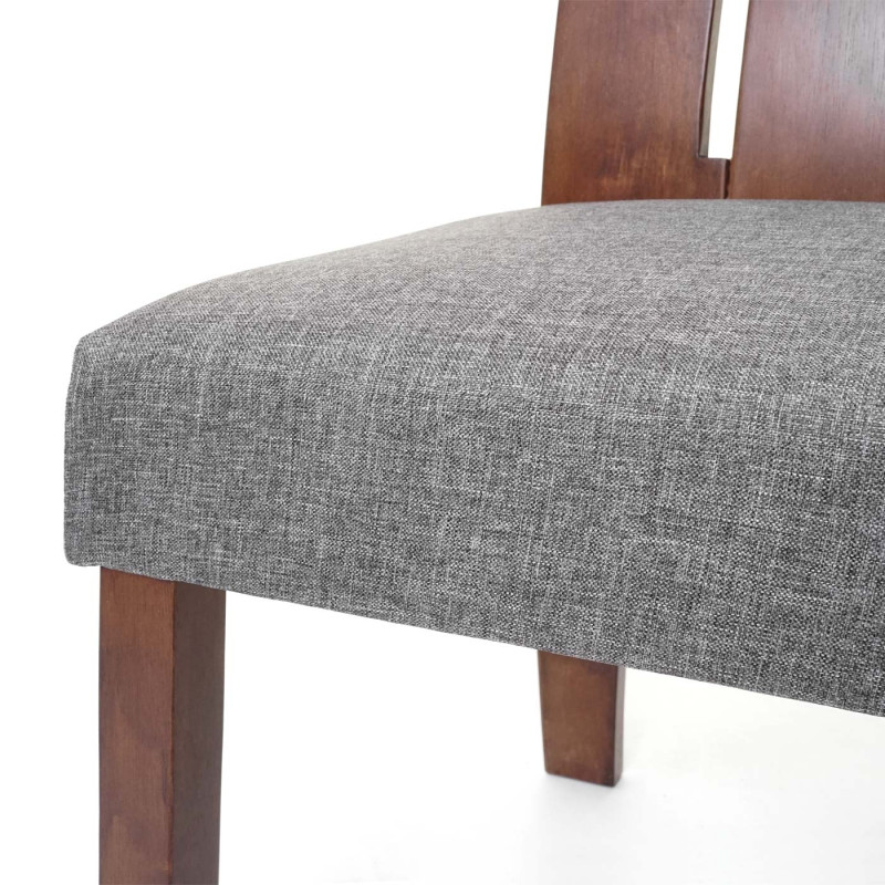 6x chaise de salle à manger chaise pour la cuisine, tissu, en bois massif - cadre foncé, gris