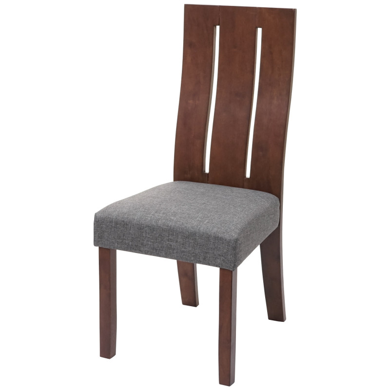 2x chaise de salle à manger chaise pour la cuisine, tissu, en bois massif - châssis foncé, gris