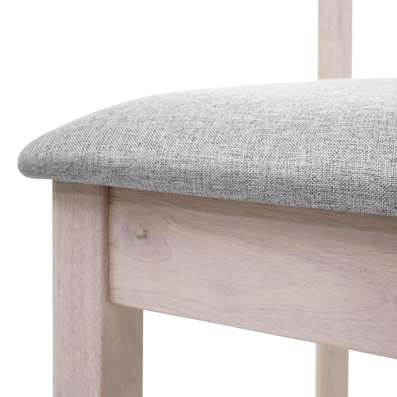 6x chaise de salle à manger tissu, en bois massif - châssis clair, gris