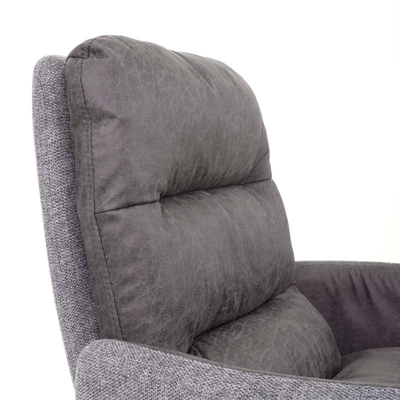 6x Chaise de salle à manger cuisine,pivotante,auto-position,tissu - gris clair-gris, avec accoudoirs