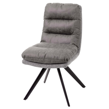 Chaise de salle à manger , pivotante, auto-position, tissu - gris clair-gris