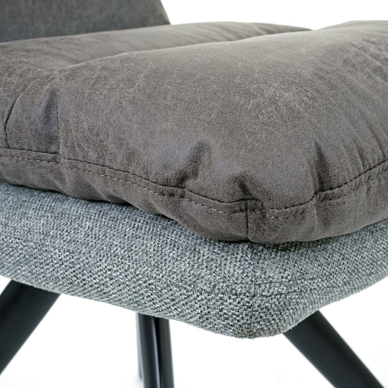 Chaise de salle à manger , pivotante, auto-position, tissu - gris clair-gris