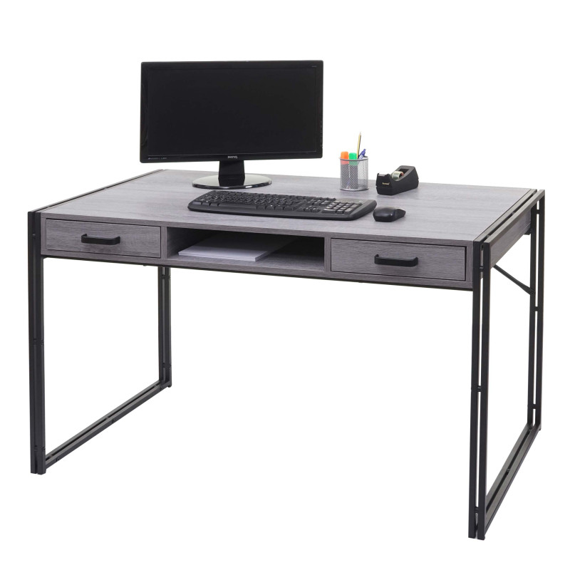 Bureau table pour ordinateur, structure 3D, 122x70cm - gris