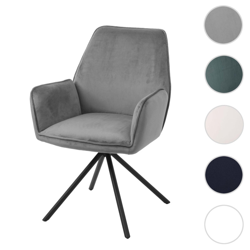 Chaise de salle à manger , pivotante, auto-position - velours, gris foncé