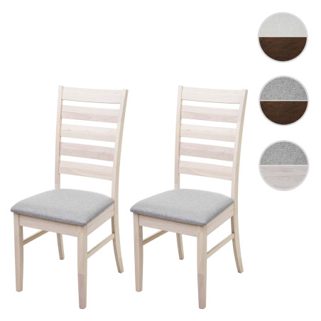 2x chaise de salle à manger chaise pour cuisine, tissu, en bois massif - châssis foncé, gris