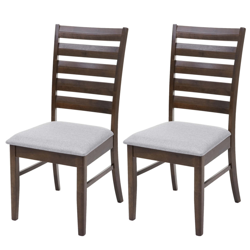 2x chaise de salle à manger chaise pour cuisine, tissu, en bois massif - châssis foncé, gris