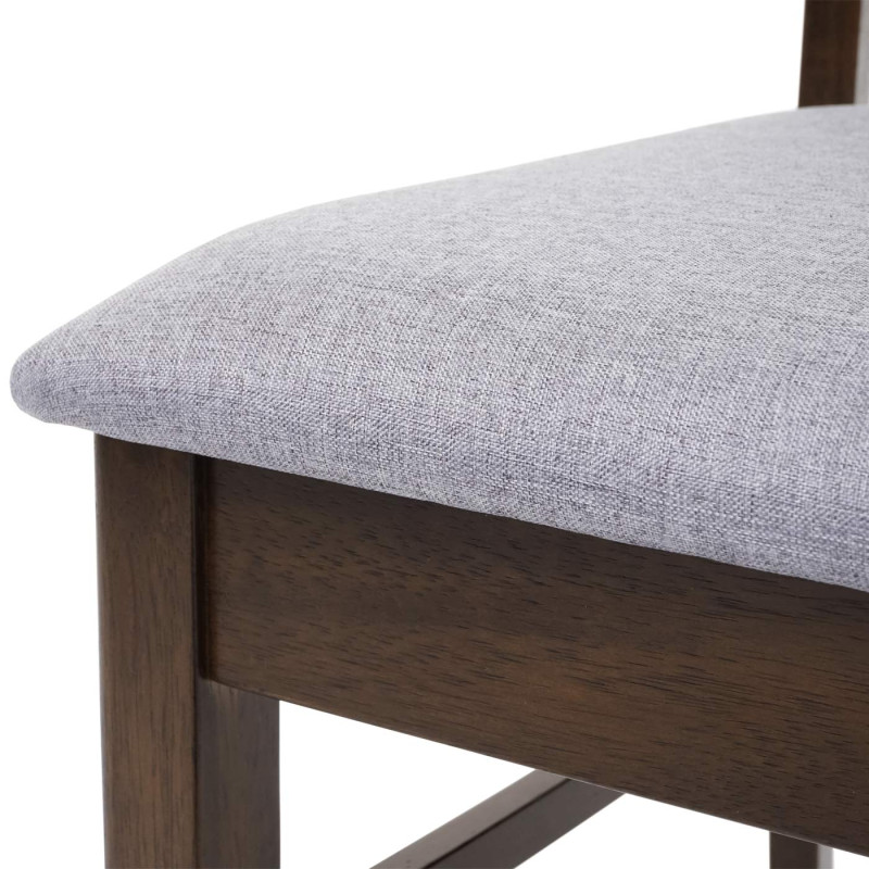 2x chaise de salle à manger chaise pour cuisine, tissu, en bois massif - châssis foncé, gris