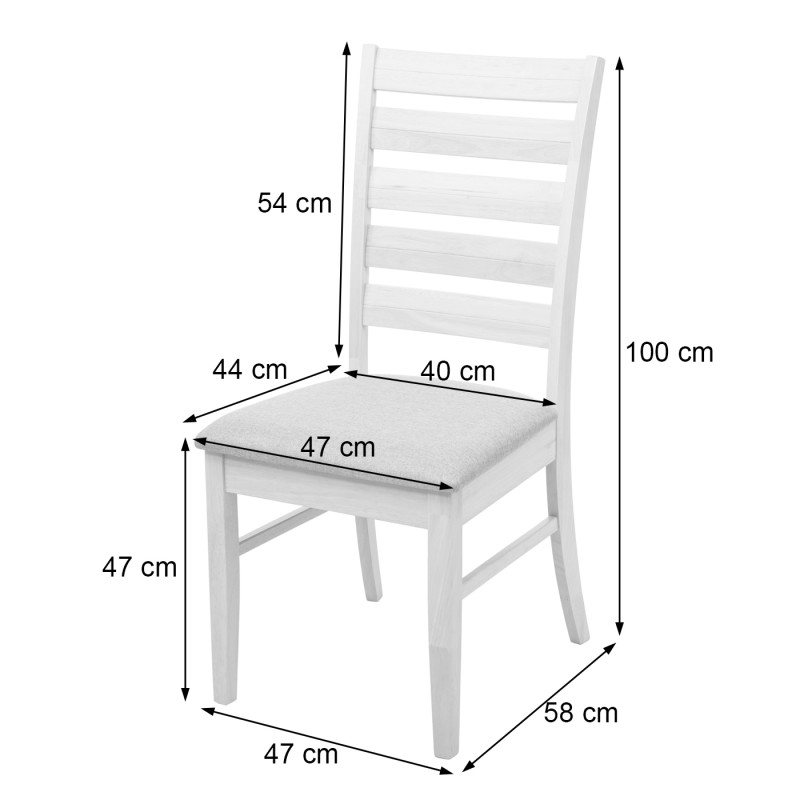 2x chaise de salle à manger chaise pour cuisine, tissu, en bois massif - châssis foncé, gris