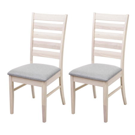 2x chaise de salle à manger chaise pour cuisine, tissu, en bois massif - châssis clair, gris