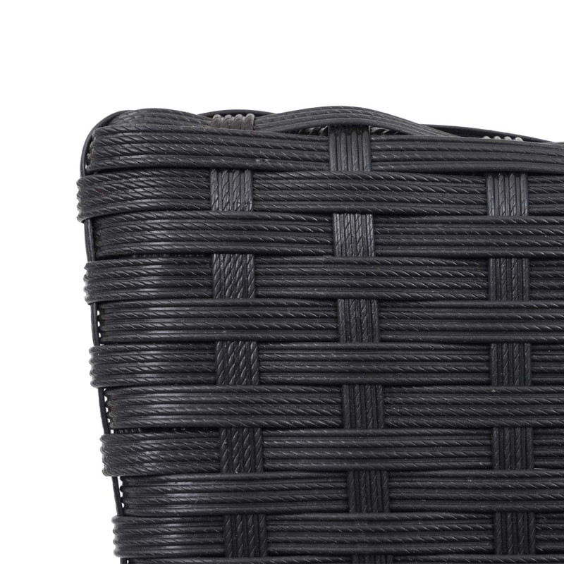 2x Fauteuil en polyrotin chaise pour jardin ou balcon, empilable - noir, coussin crème