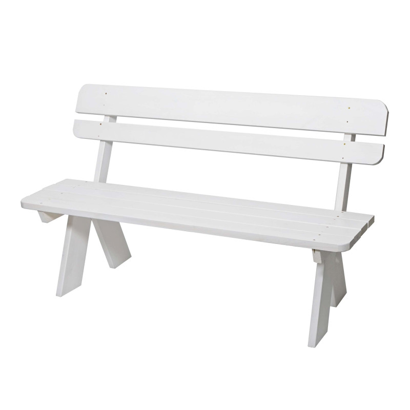 Banc de jardin Oslo en bois Oslo, 148 cm, qualité gastronomique, bois massif - blanc