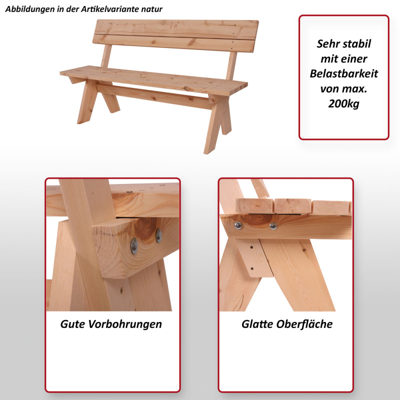 Banc de jardin Oslo en bois Oslo, 148 cm, qualité gastronomique, bois massif - blanc