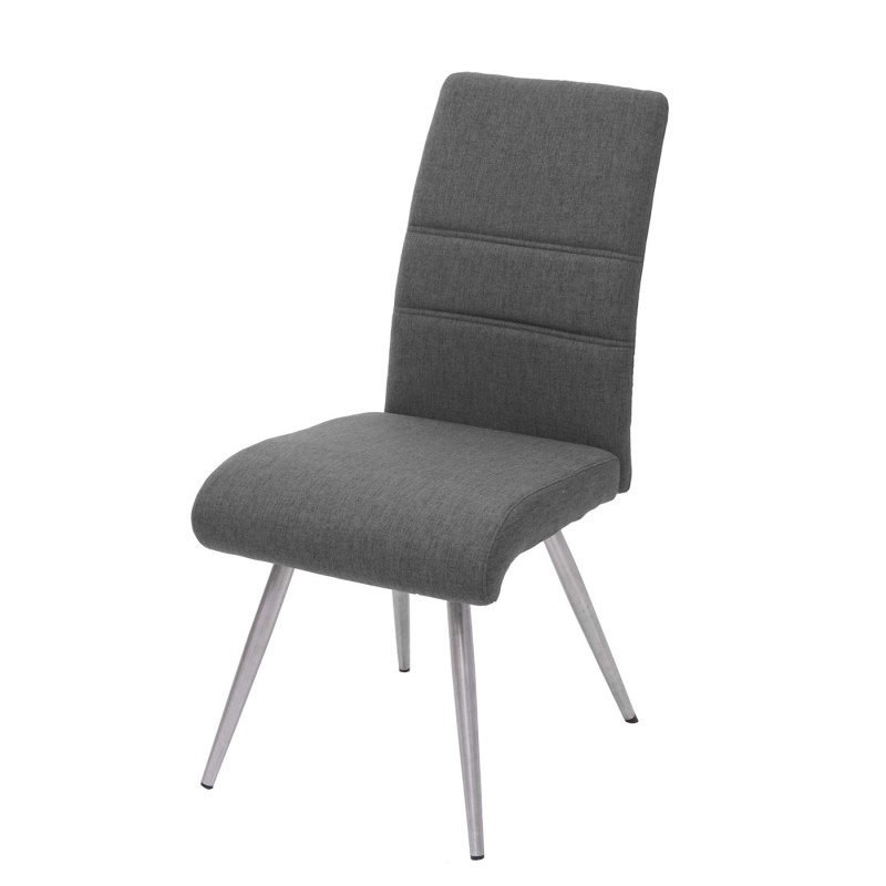 2x chaise de salle à manger tissu, en acier inoxydable brossé - gris