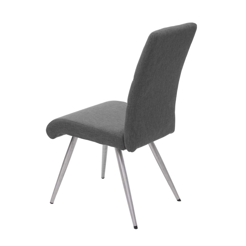 2x chaise de salle à manger tissu, en acier inoxydable brossé - gris