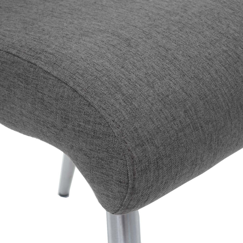 2x chaise de salle à manger tissu, en acier inoxydable brossé - gris