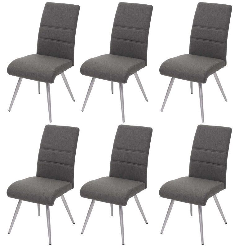 6x chaise de salle à manger  chaise, tissu/textile acier inoxydable brossé - gris