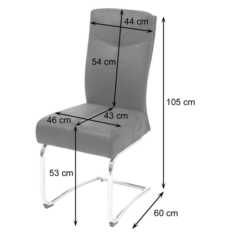 2x chaise de salle à manger tissu optique daim - gris