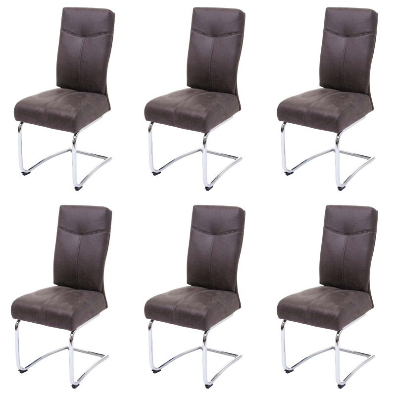 6x chaise de salle à manger  cantilever, textile aspect daim - gris