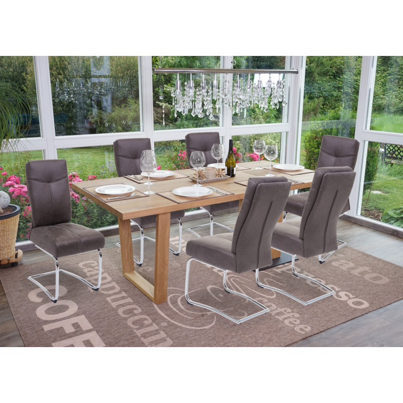 6x chaise de salle à manger  cantilever, textile aspect daim - gris