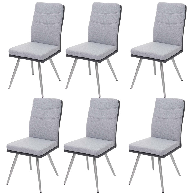 Lot de 6 chaises de salle à manger  chaise, textile/simili cuir inox brossé - gris