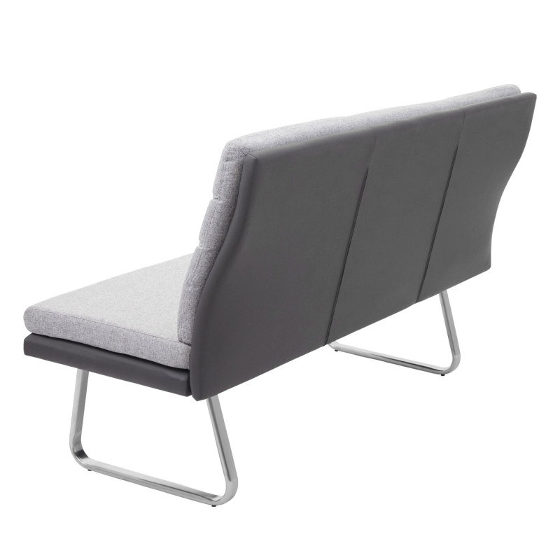 Ensemble 2x chaise de salle à manger+banc cuisine, textile/similicuir, acier affiné - gris