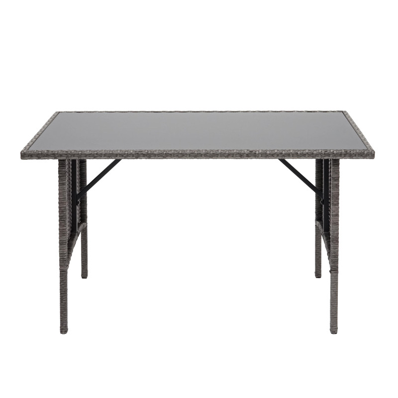 Table en polyrotin table de jardin, salle à manger, gastronomie 112x60cm - gris