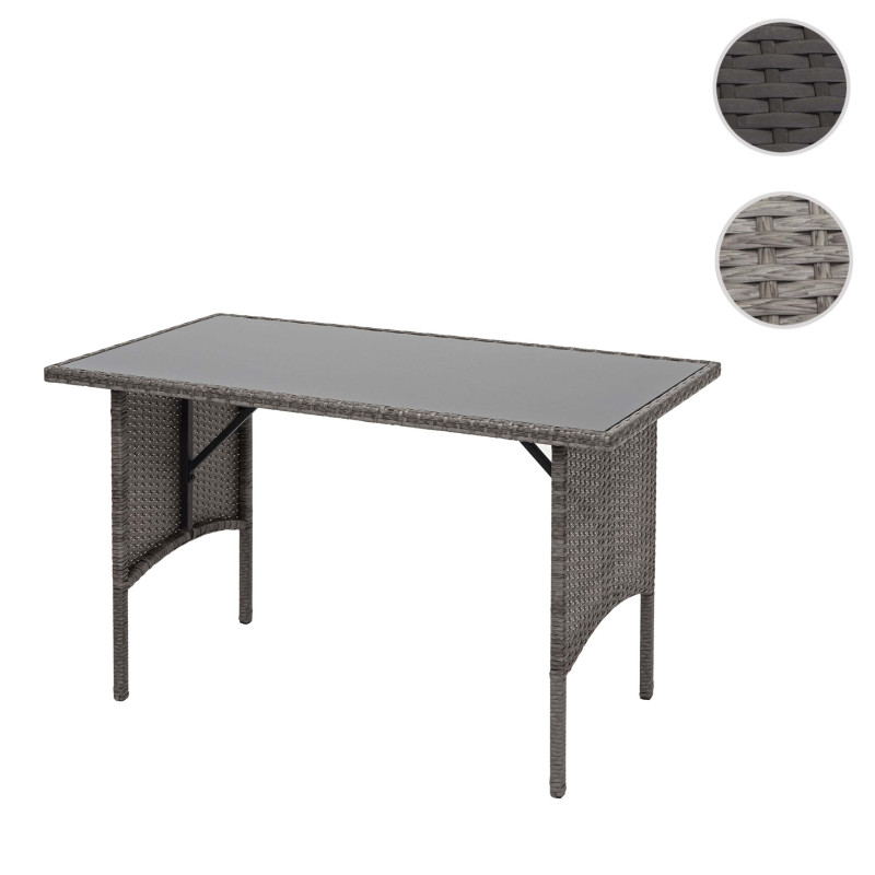 Table en polyrotin table de jardin, salle à manger, gastronomie 112x60cm - gris