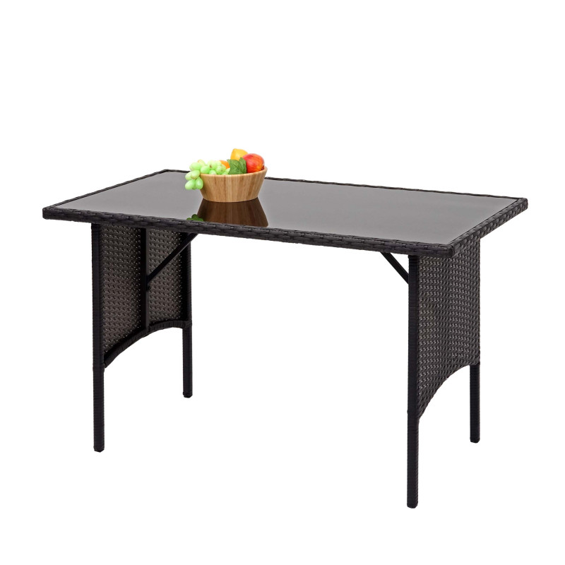 Table en polyrotin table de jardin, salle à manger, gastronomie 112x60cm - noir