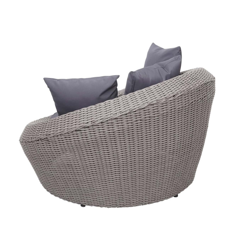 4-1-1 garniture de jardin en polyrotin monture en aluminium, ové - gris, coussin gris foncé