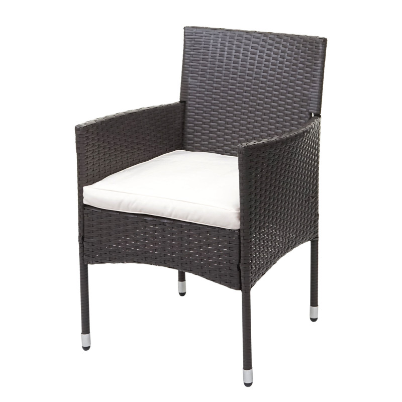 Ensemble de balcon en polyrotin garniture de jardin, 2x fauteuil+table - gris, coussin crème+bâche