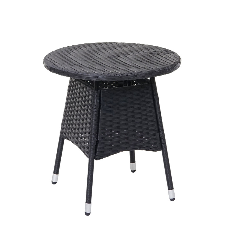 Ensemble de balcon en polyrotin jardin, 2x fauteuil+table - anthracite, coussin gris+bâche