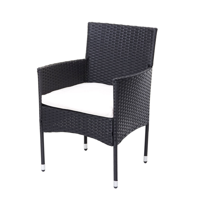 Ensemble de balcon en polyrotin jardin, 2x fauteuil+table - anthracite, coussin crème+bâche