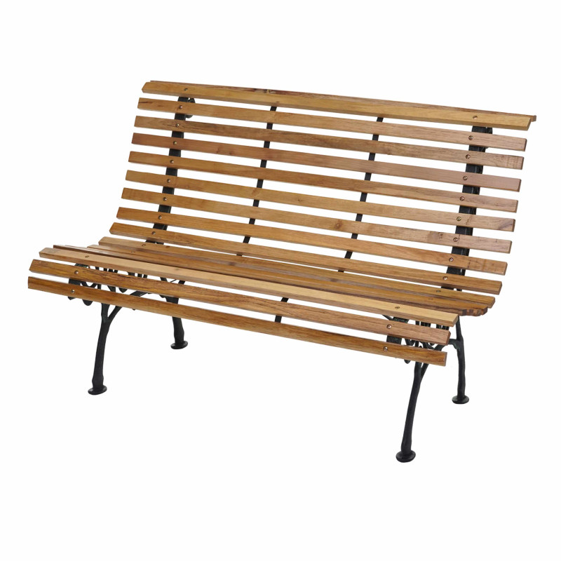 Banc de jardin banc du parc, banquette en bois, fonte, 3 places, 160cm, 26kg - marron clair