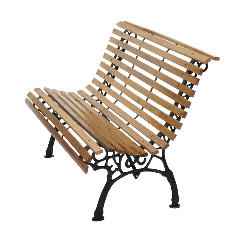 Banc de jardin banc du parc, banquette en bois, fonte, 3 places, 160cm, 26kg - marron clair