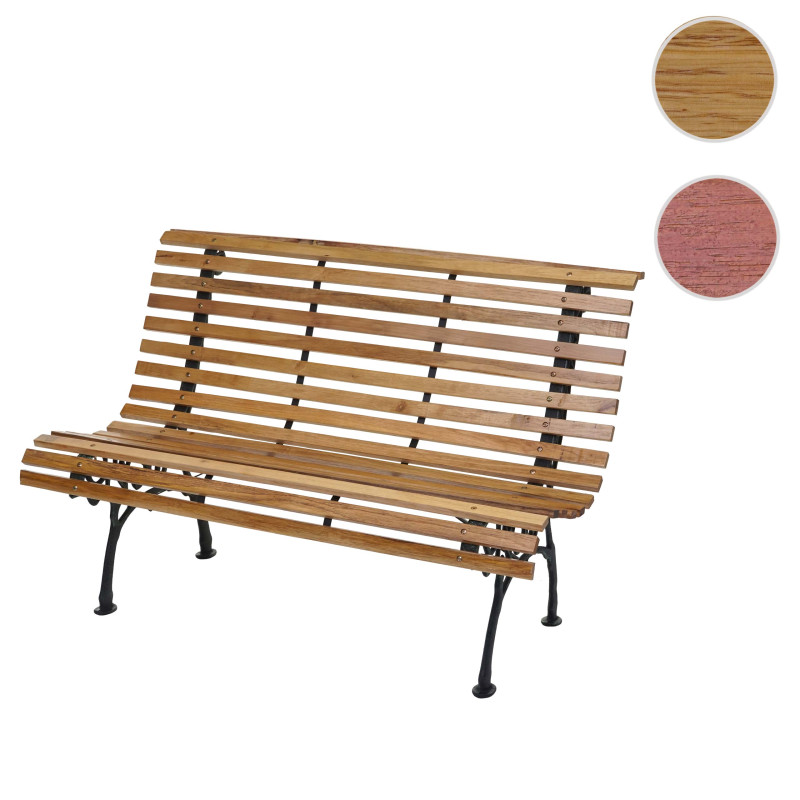 Banc de jardin banc du parc, banquette en bois, fonte, 3 places, 160cm, 26kg - marron clair