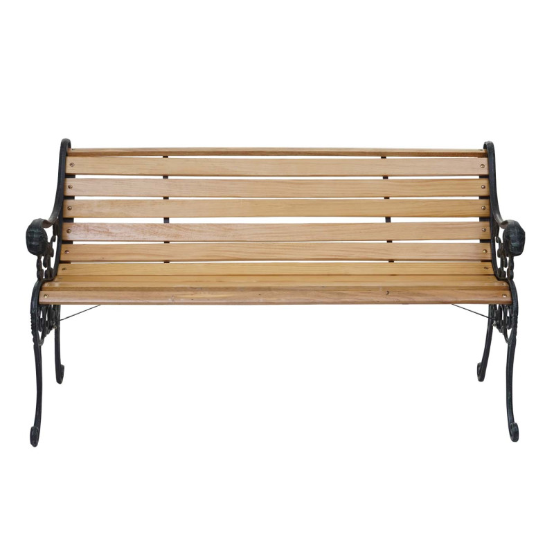 Banc de jardin banc du parc, banquette en bois, fonte, 3 places, 160cm, 22kg - marron clair