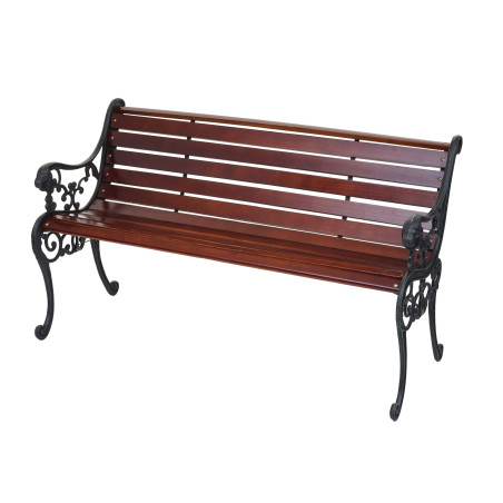 Banc de jardin banc du parc, banquette en bois, fonte, 3 places, 160cm, 22kg - marron