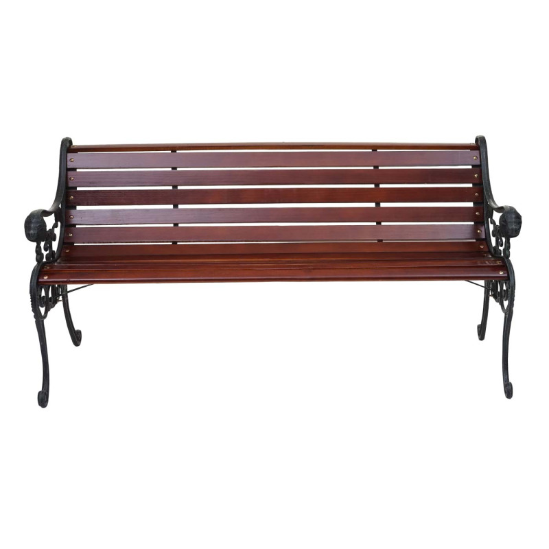 Banc de jardin banc du parc, banquette en bois, fonte, 3 places, 160cm, 22kg - marron