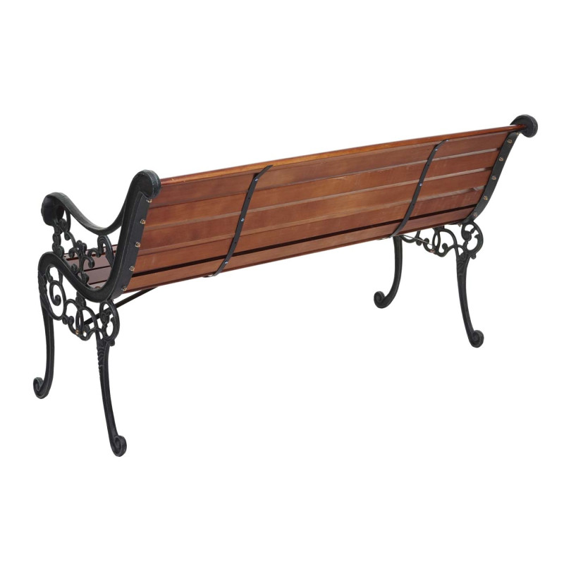 Banc de jardin banc du parc, banquette en bois, fonte, 3 places, 160cm, 22kg - marron