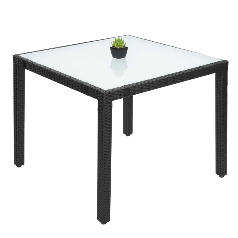 Table en polyrotin table de jardin, salle à manger, 90x90cm - anthracite