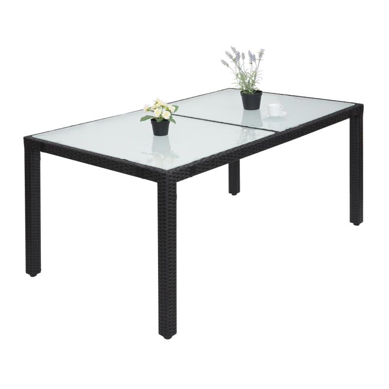Table en polyrotin table de jardin, salle à manger, 150x90cm - anthracite