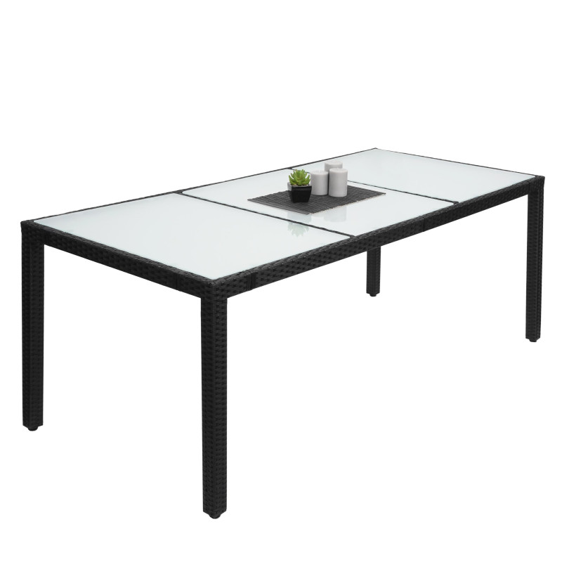 Table en polyrotin table de jardin, salle à manger, 190x90cm - anthracite