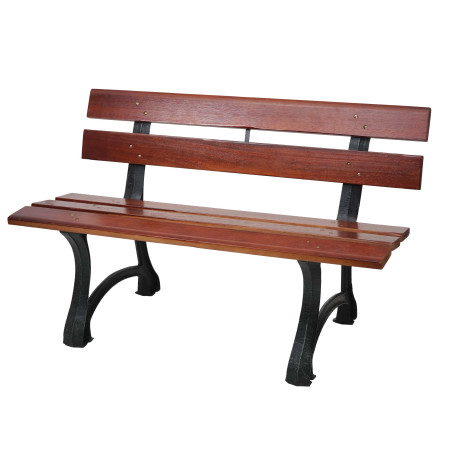 Banc de jardin banc du parc, banquette en bois, fonte - 2 places, 125cm marron