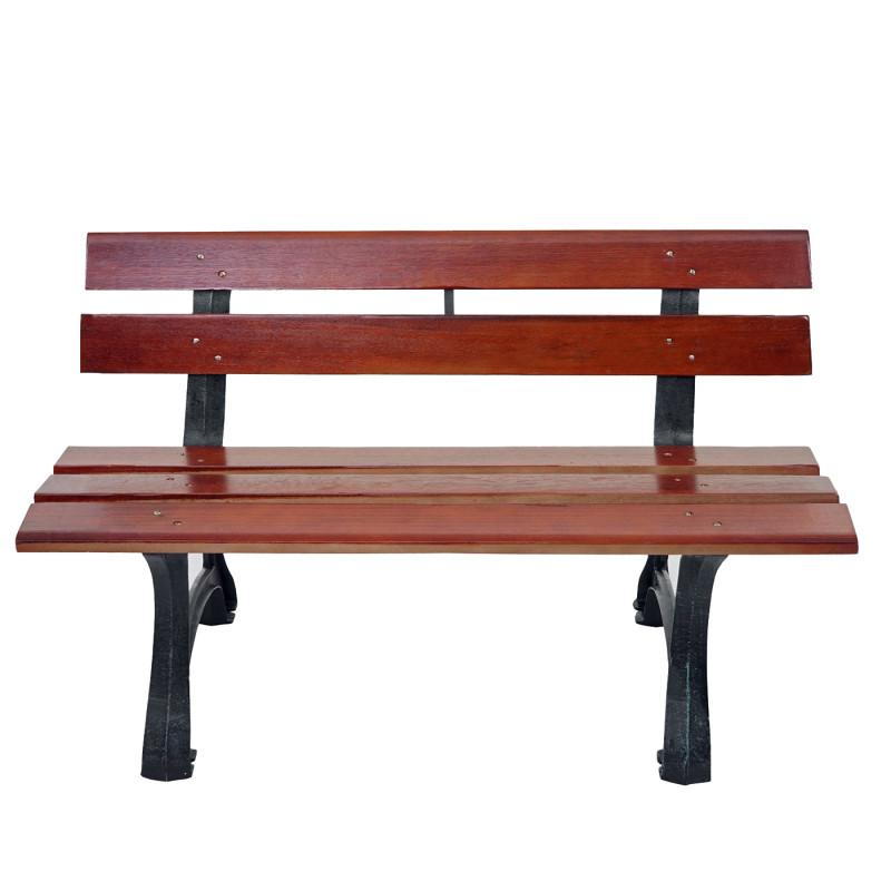 Banc de jardin banc du parc, banquette en bois, fonte - 2 places, 125cm marron