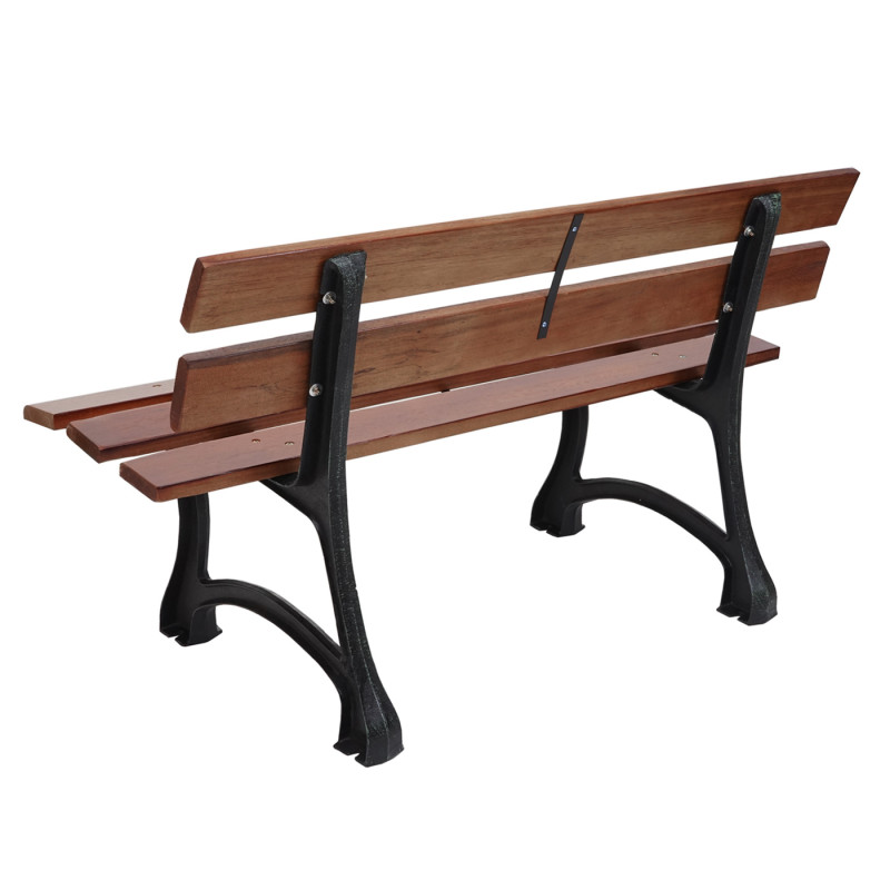 Banc de jardin banc du parc, banquette en bois, fonte - 2 places, 125cm marron