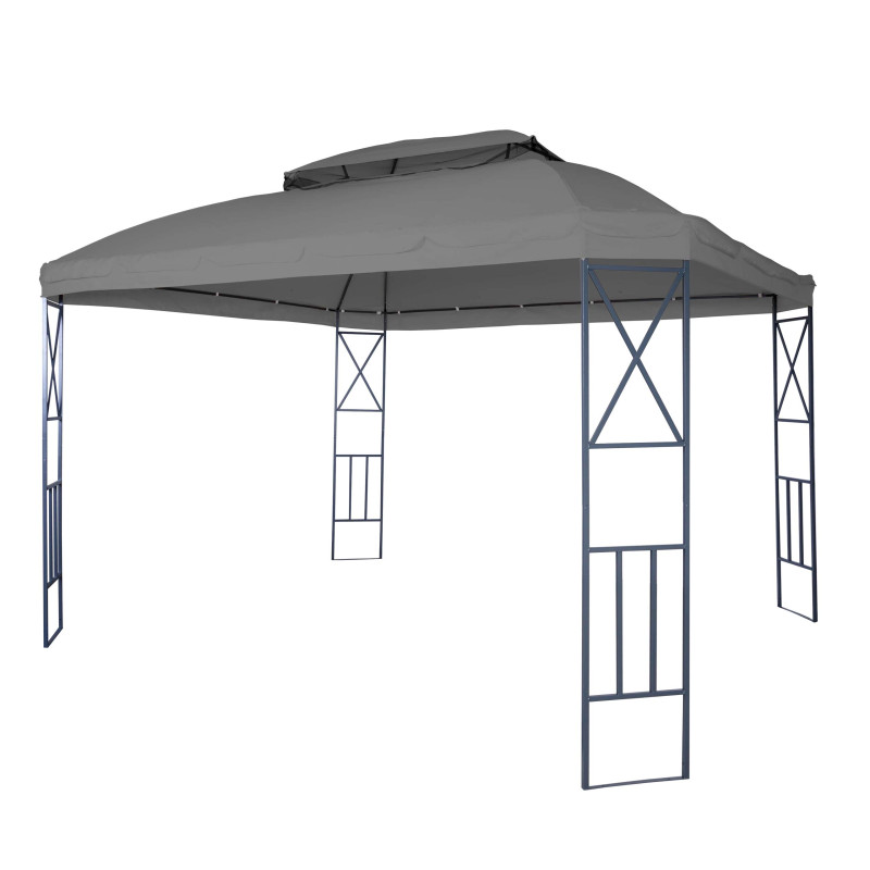 Pergola pavillon de jardin avec moustiquaire, 3,6x3m - gris